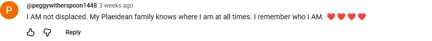 YouTube comment by @peggywitherspoon1448